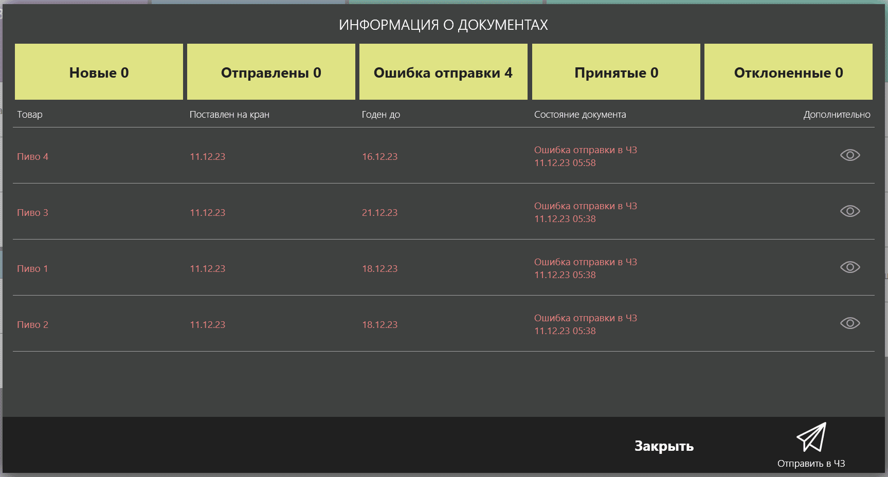 документы пиво iiko